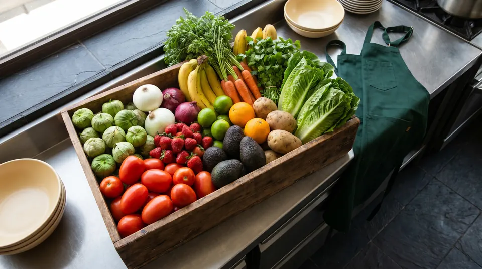 Frutas y verduras comunes para cocina profesional